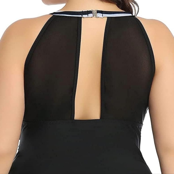 Women's Plus Size Swimsuit One Piece Tummy Control High Neck Swimsuit - Picture 4 of 15